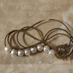 Faux Pearl Silver Chained Necklace